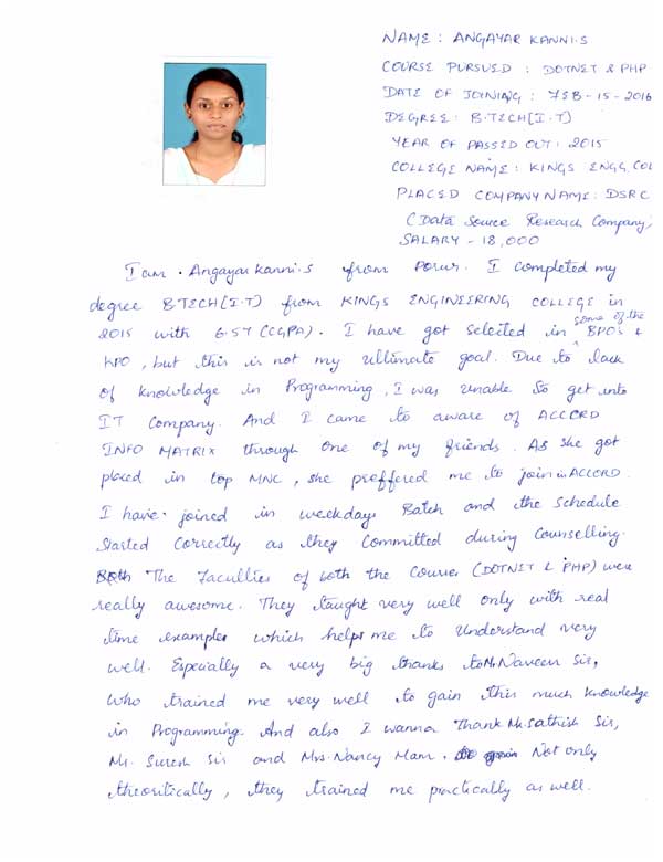 Dot Student Testimonial