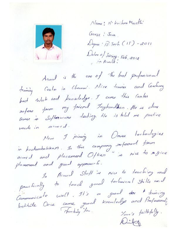 JAVA Student Testimonial