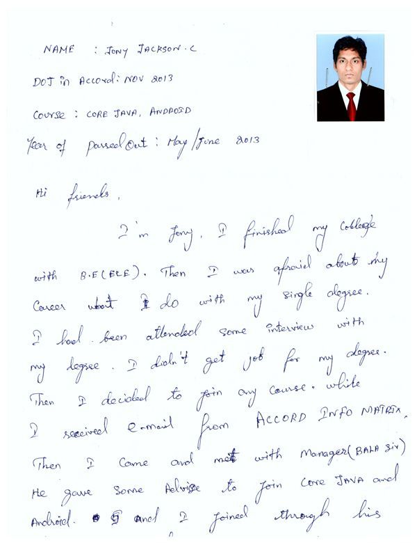 JAVA Student Testimonial