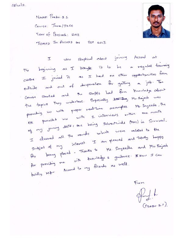 JAVA Student Testimonial