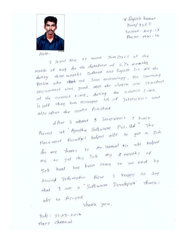 JAVA Student Testimonial