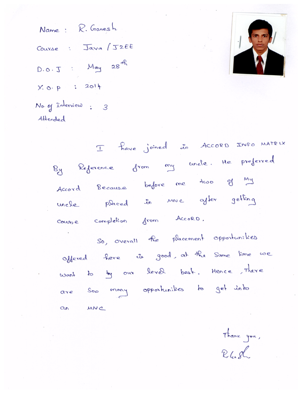 JAVA Student Testimonial