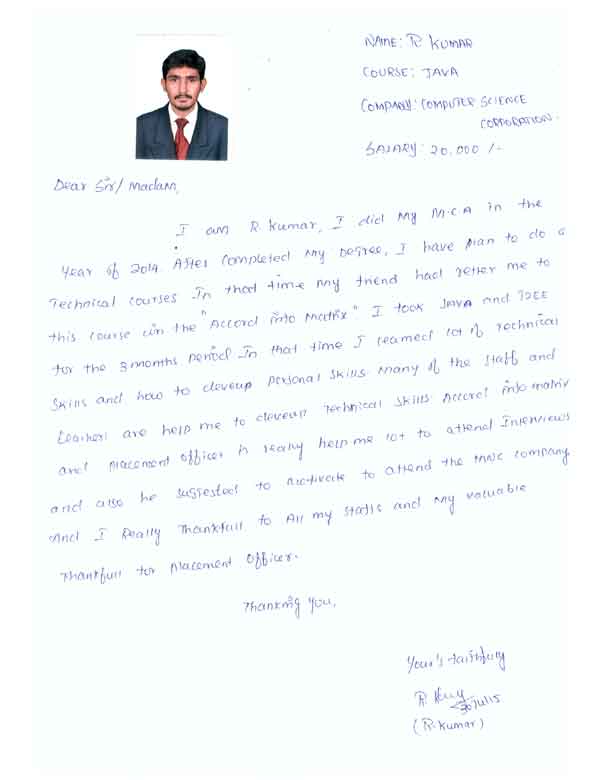 JAVA Student Testimonial