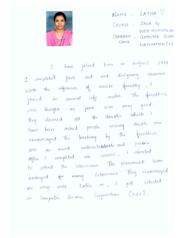 JAVA Student Testimonial