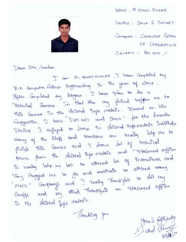 JAVA Student Testimonial