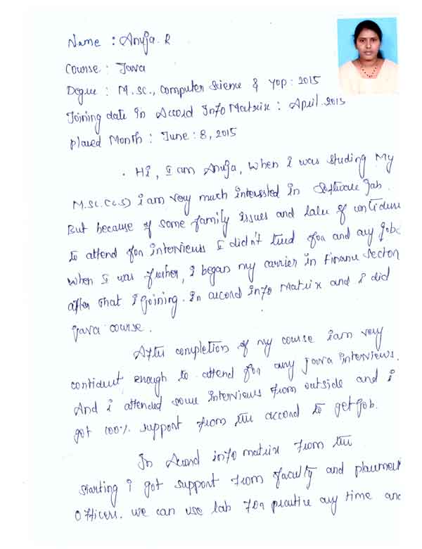 JAVA Student Testimonial