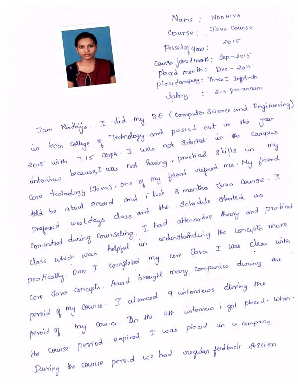 JAVA Student Testimonial