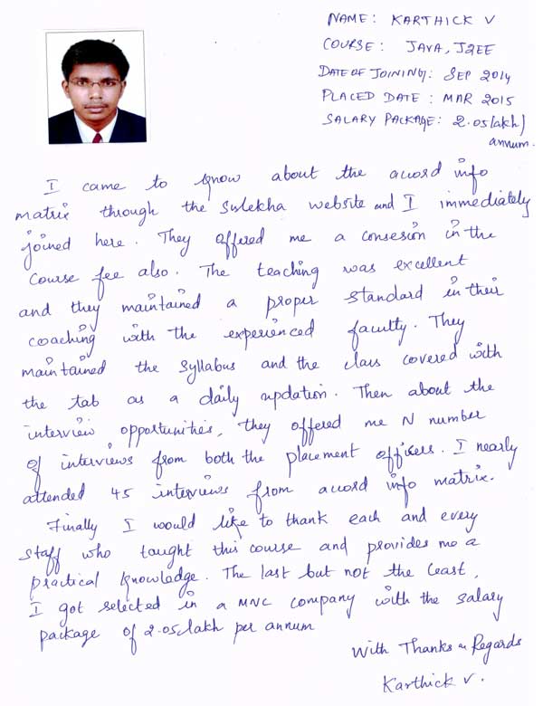 JAVA Student Testimonial