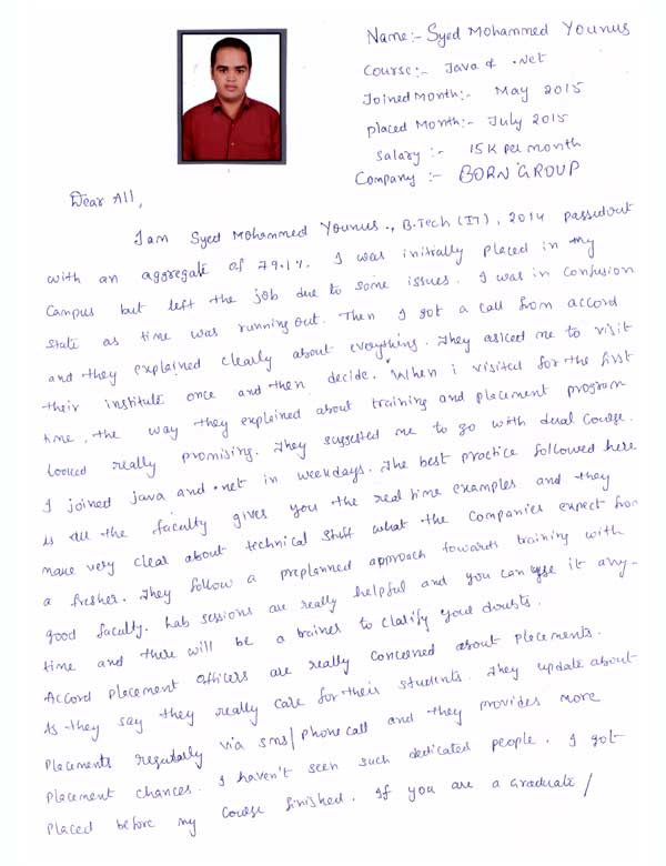 JAVA Student Testimonial
