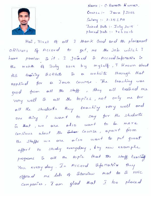JAVA Student Testimonial