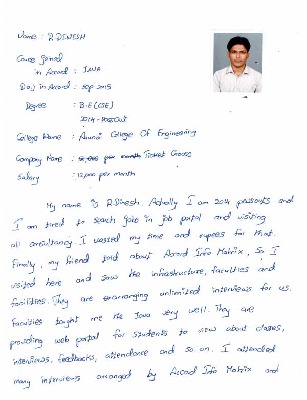 JAVA Student Testimonial