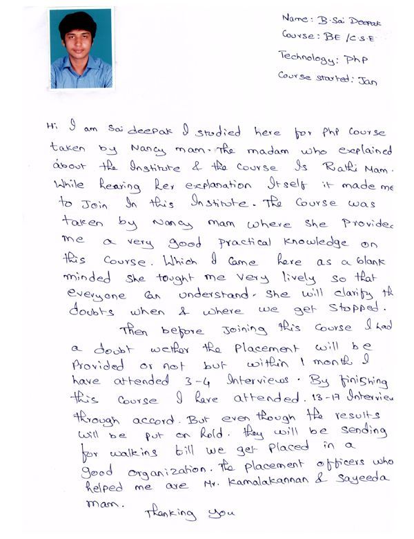 PHP Student Testimonial