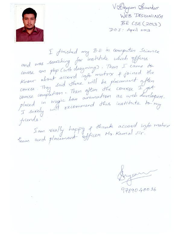 PHP Student Testimonial