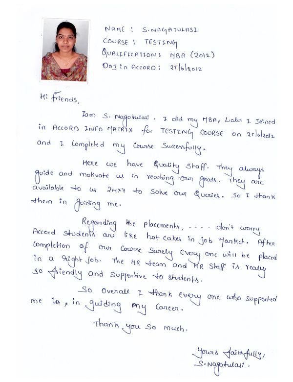 Testing Student Testimonial