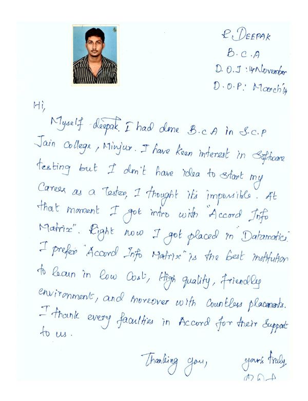 Testing Student Testimonial