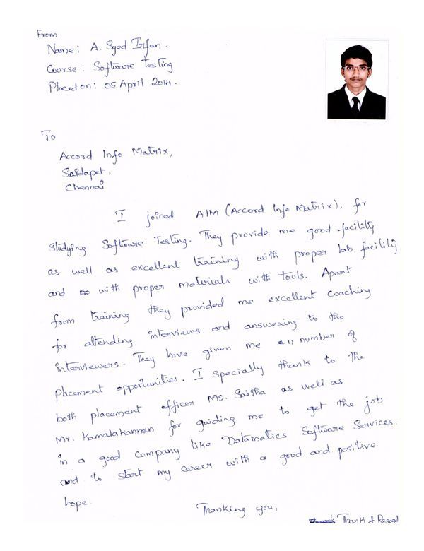 Testing Student Testimonial