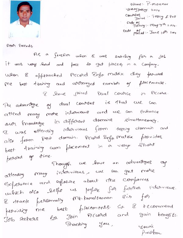 Testing Student Testimonial