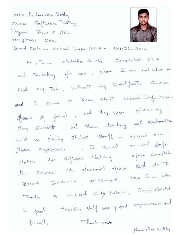 Testing Student Testimonial