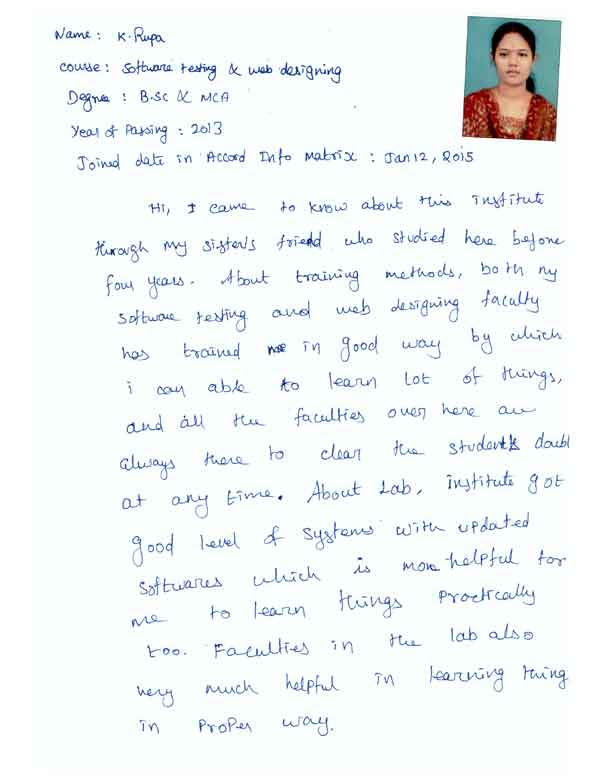 Testing Student Testimonial