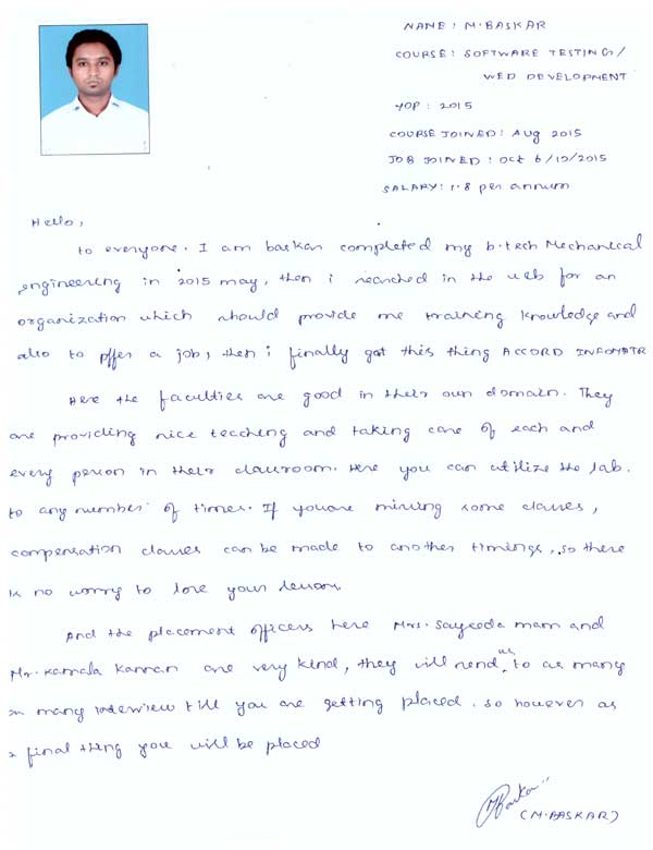 Testing Student Testimonial