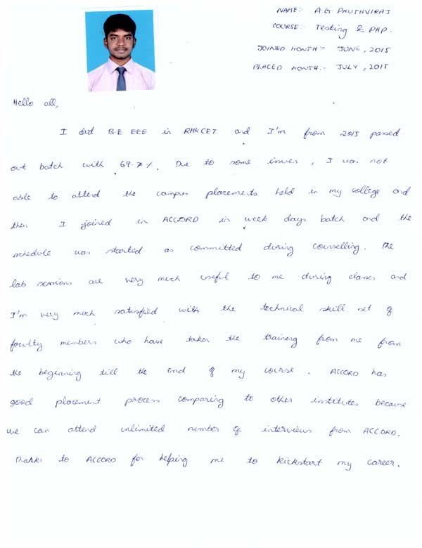Testing Student Testimonial