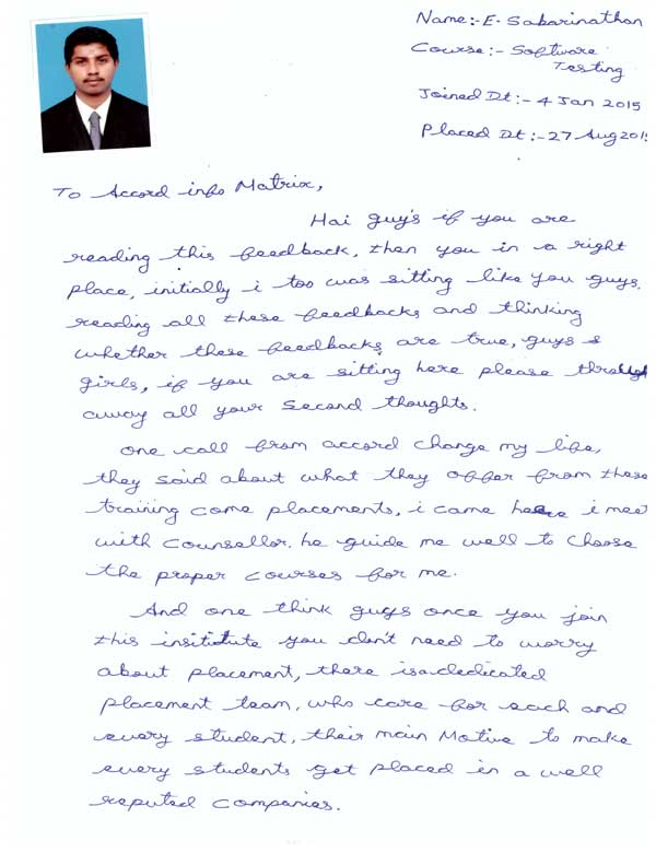 Testing Student Testimonial